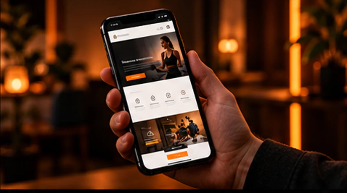 Celular exibindo um site pronto e publicado