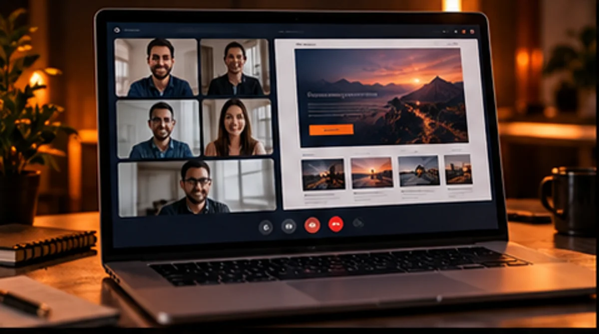 Apresentação de um projeto de site em videochamada